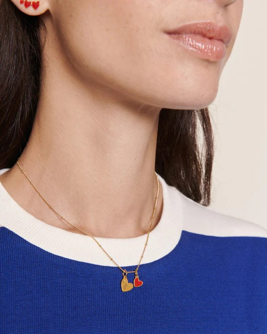 La médaille Initiale COEUR - dorée à l'or fin 24 carats - 10mm