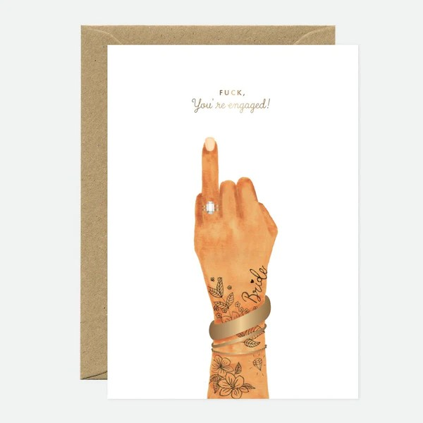 Carte de voeux - Fuck you're engaged - Dorure