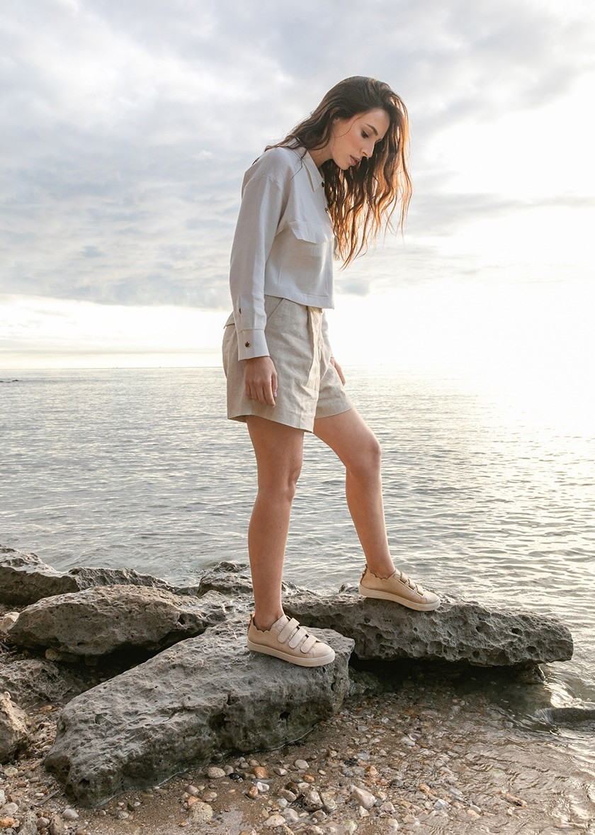 JULIANNE CUIR PAILLETE DORÉ CLAIR