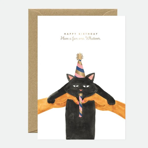 Carte de vœux - Whatever cat - Dorure