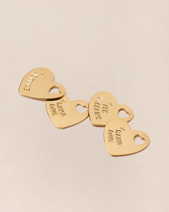 La médaille Mama love cœur - dorée à l'or fin 24 carats - 15mm