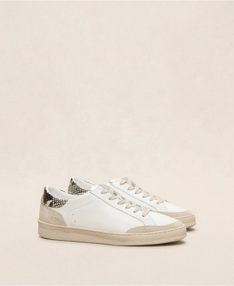 Baskets n°14 - Cuir - Blanc/Python roche