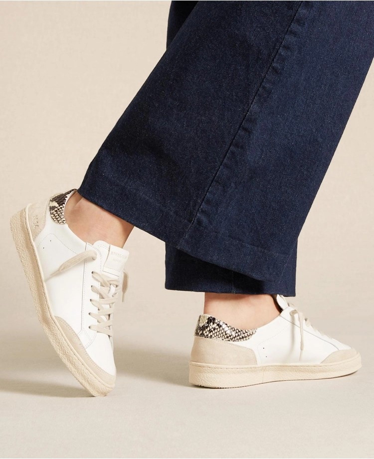 Baskets n°14 - Cuir - Blanc/Python roche