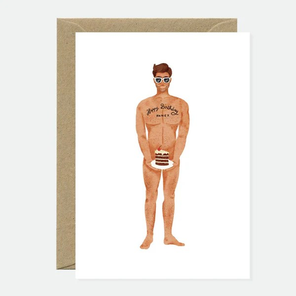 Carte d'anniversaire - Guy with a cake