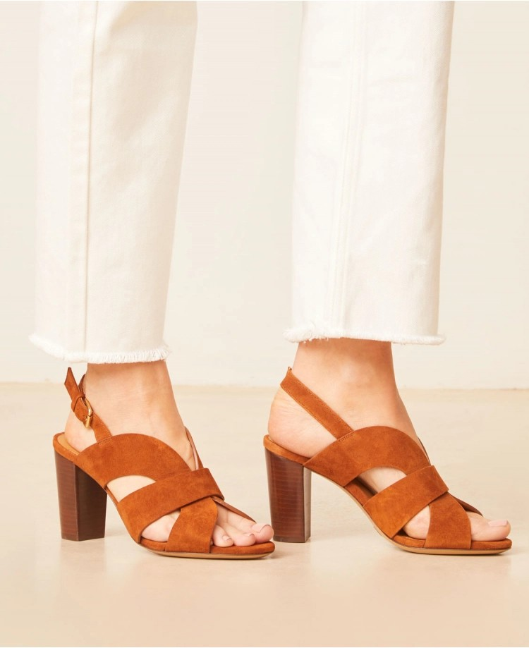 Sandales n°55 - Suede - Cognac