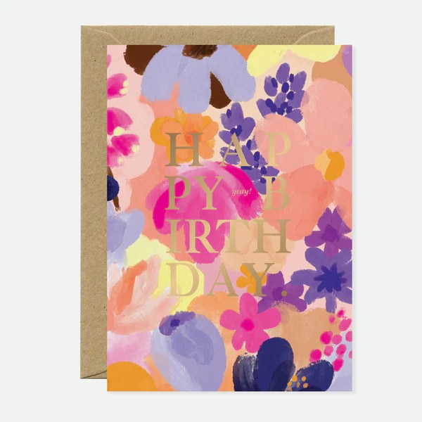 Carte d'anniversaire - Flower Garden - Dorure