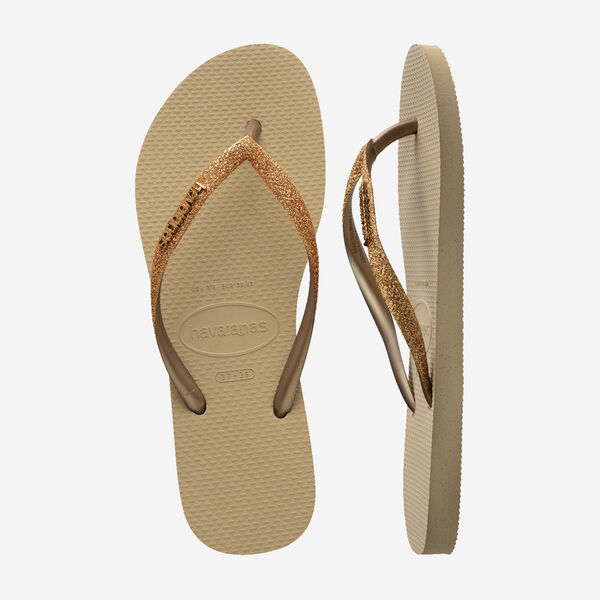 HAVAIANAS SLIM GLITTER II SAND/GOLDEN LIGHT METALICO