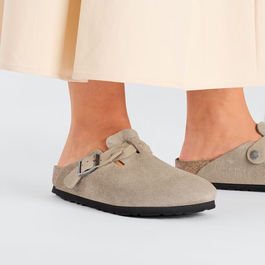 Boston Braided - Lit de pied souple - Suede Taupe - Etroite
