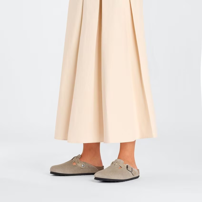 Boston Braided - Lit de pied souple - Suede Taupe - Etroite