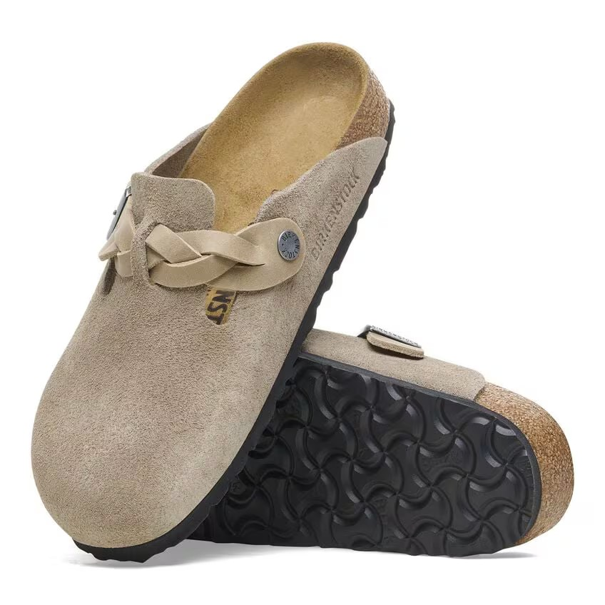 Boston Braided - Lit de pied souple - Suede Taupe - Etroite
