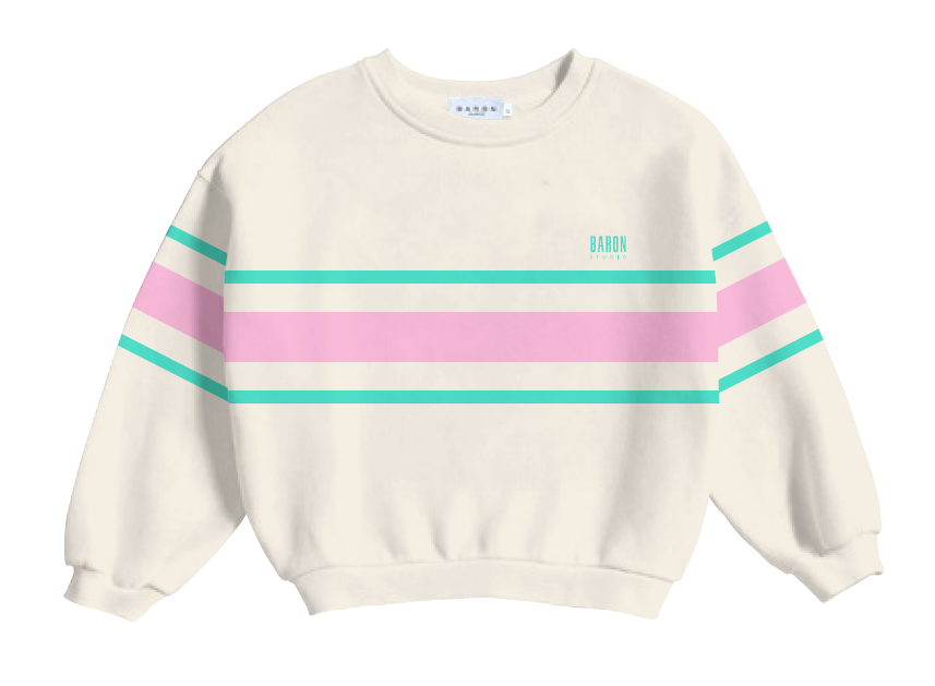 CREW OVERSIZE - BANDS - IVOIRE / ROSE