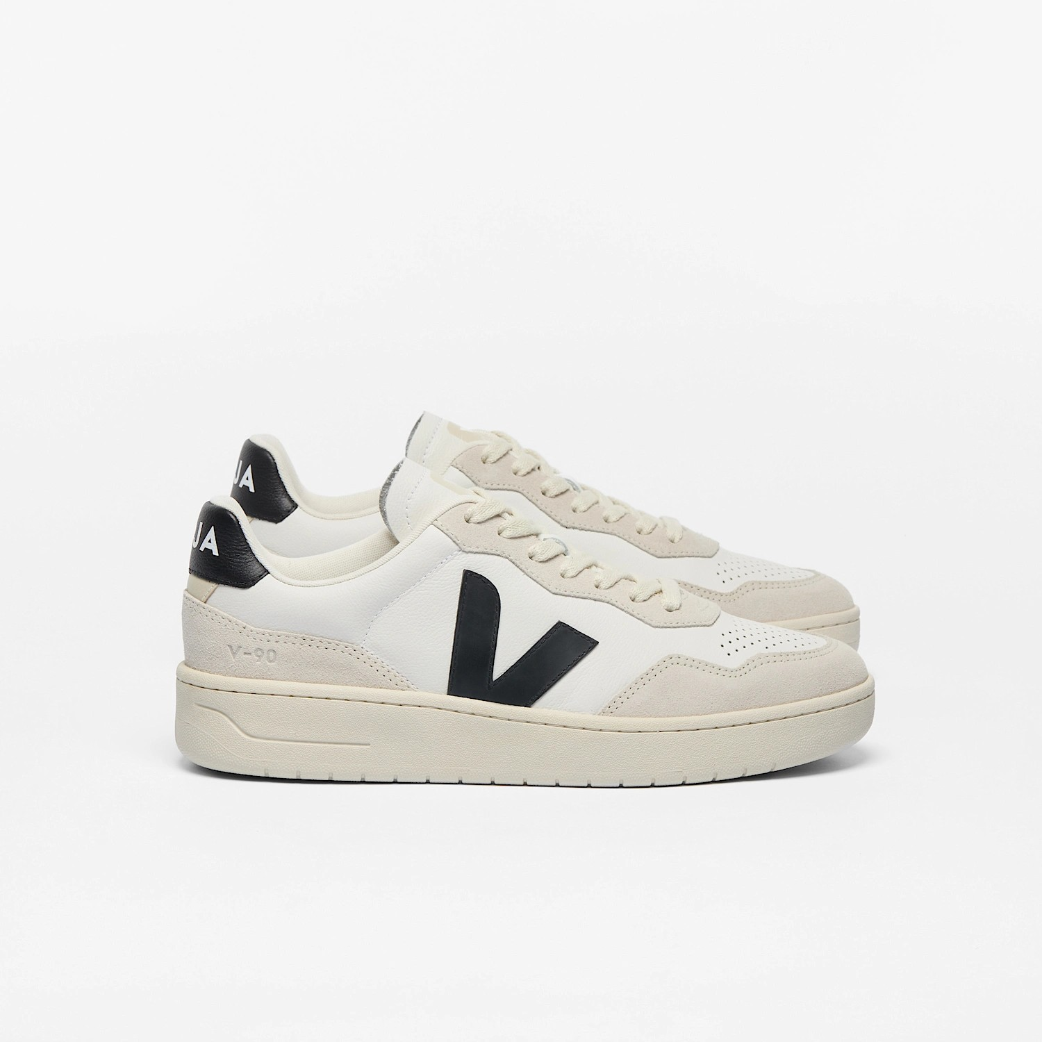 V90 LEATHER WHITE BLACK - FEMME