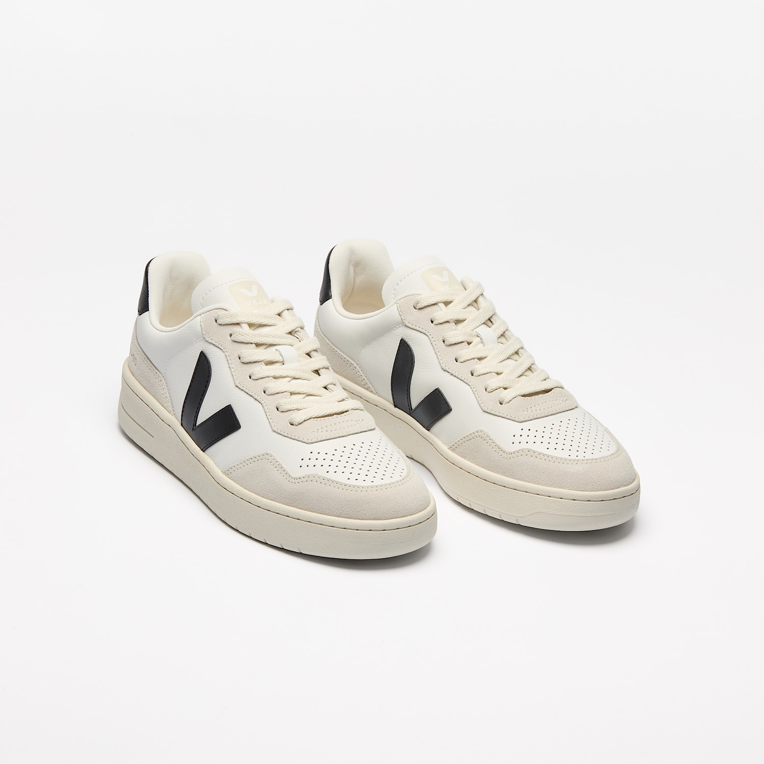 V90 LEATHER WHITE BLACK - FEMME