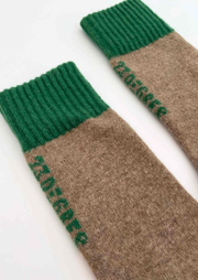 CHAUSSETTES MÉRINOS - BEIGE/VERT