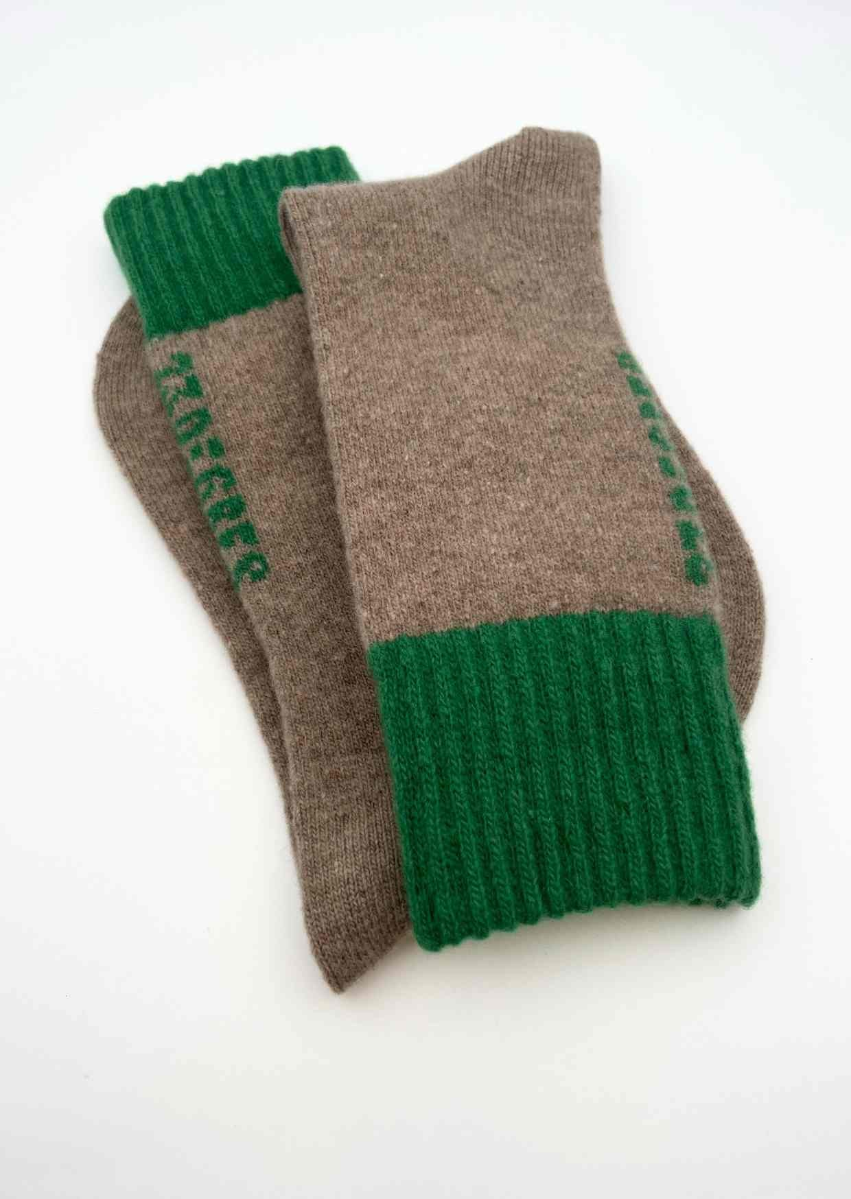 CHAUSSETTES MÉRINOS - BEIGE/VERT