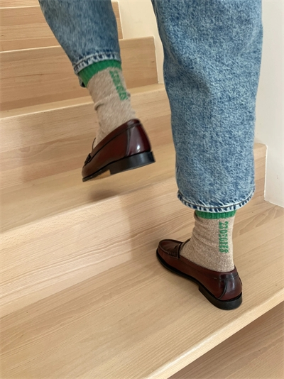 CHAUSSETTES MÉRINOS - BEIGE/VERT