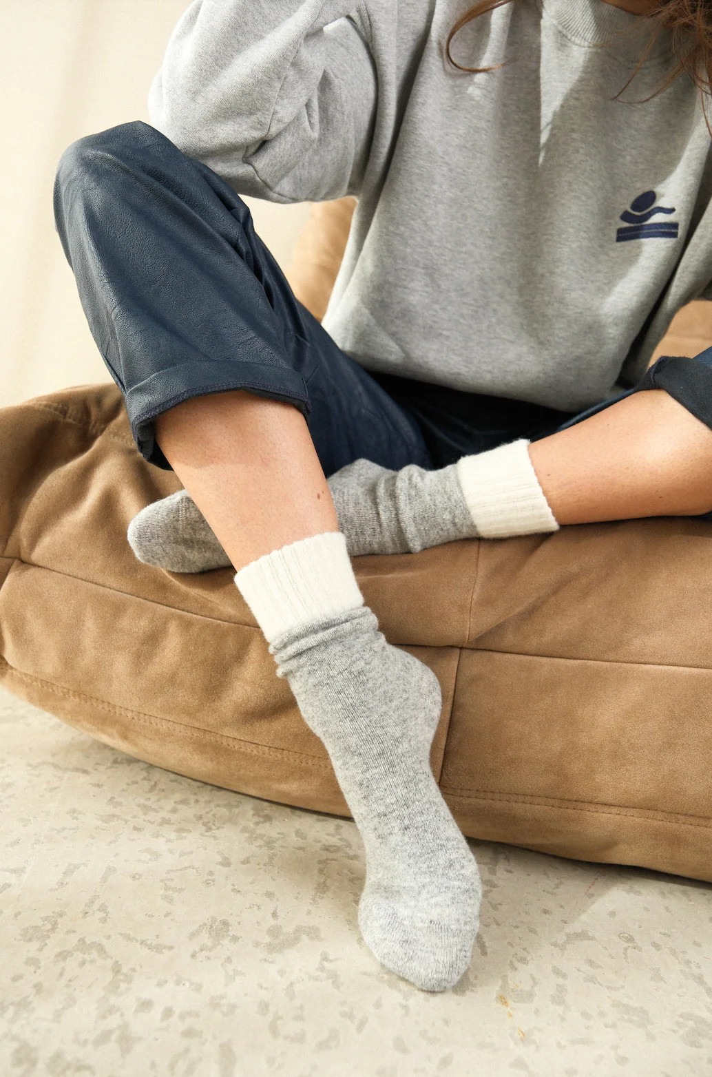 CHAUSSETTES MÉRINOS - GRIS/ECRU