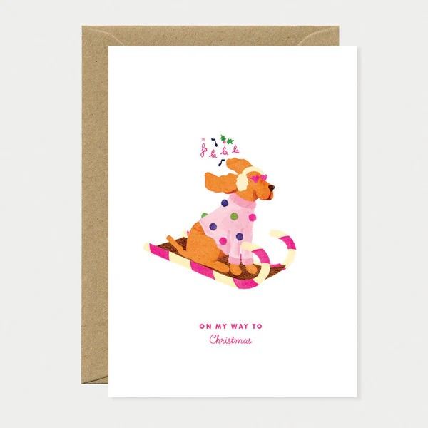 Carte de voeux - Christmas dog sled