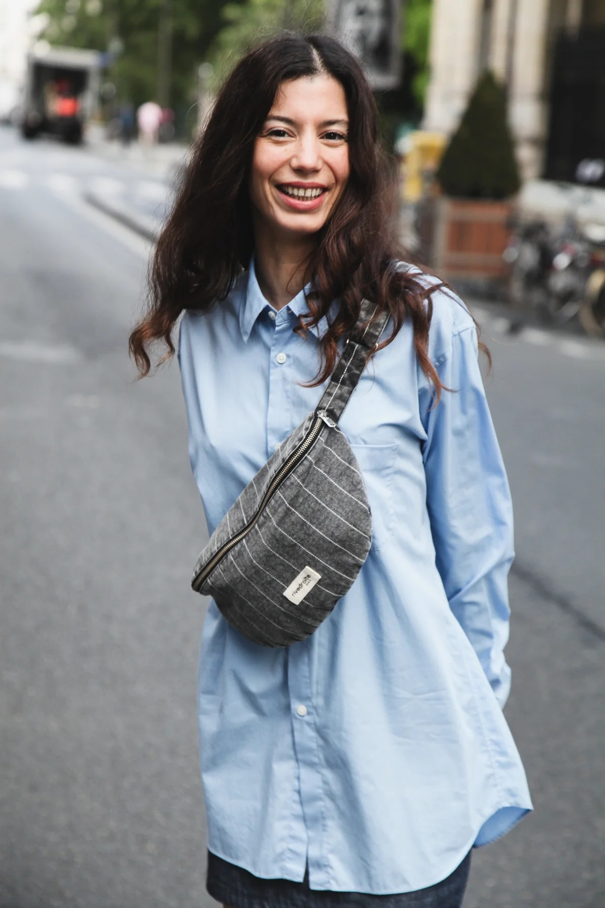 Custine - le sac banane - Denim Noir Rayé