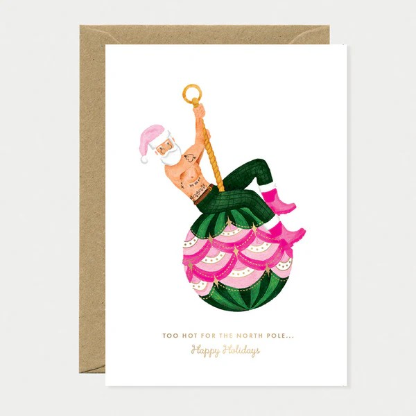 Carte de voeux Noël - Hot Santa - Dorure