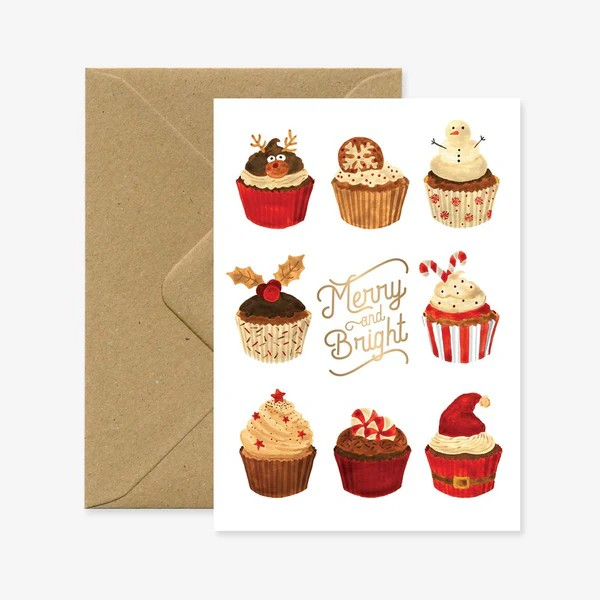 Carte de voeux Noël - Christmas cupcakes