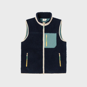 Veste sherpa zippée sans manches - Marine et vert