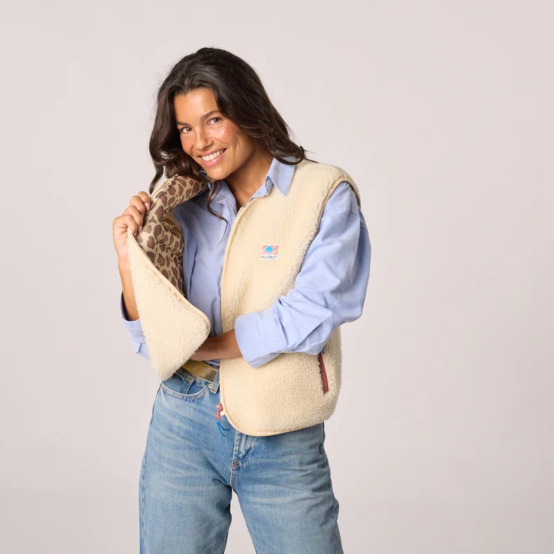 Veste sherpa femme zippée sans manches - Ivoire