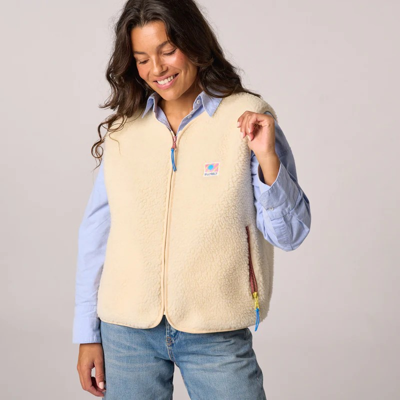 Veste sherpa femme zippée sans manches - Ivoire