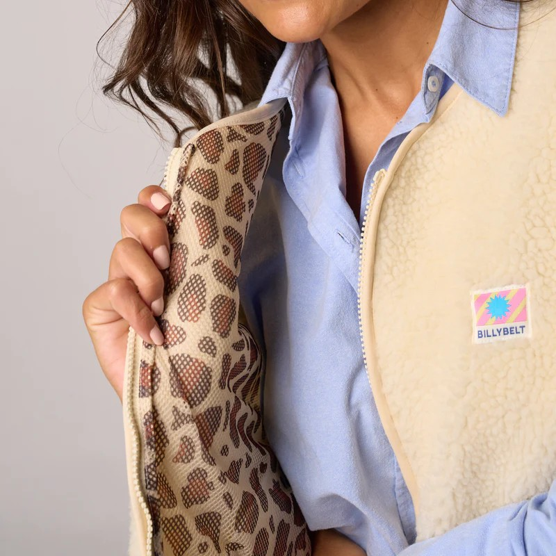 Veste sherpa femme zippée sans manches - Ivoire