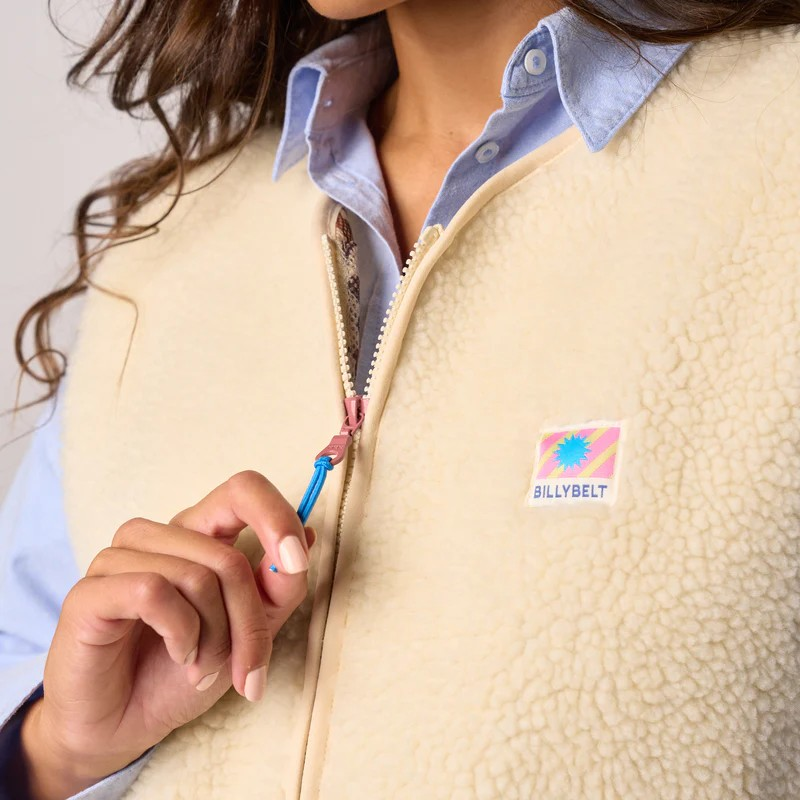 Veste sherpa femme zippée sans manches - Ivoire