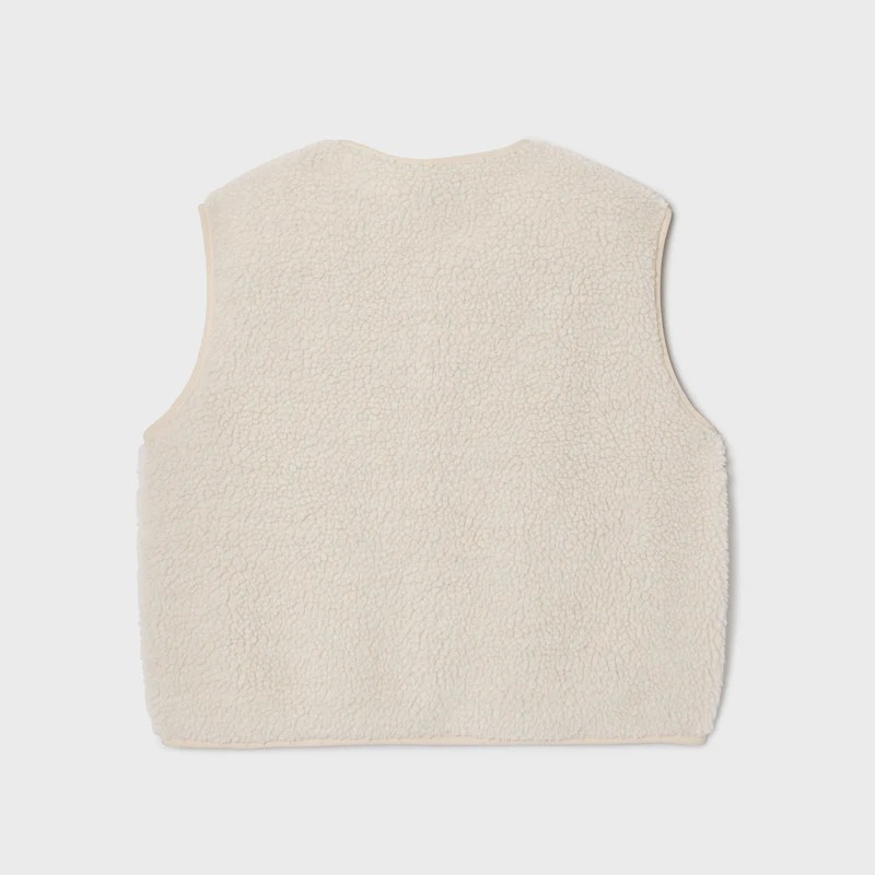 Veste sherpa femme zippée sans manches - Ivoire