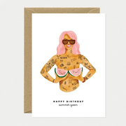 Carte de voeux Anniversaire - Summer queen - Dorure
