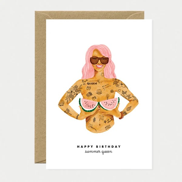 Carte de voeux Anniversaire - Summer queen - Dorure