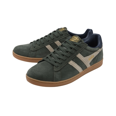 Equipe II Suede Trainer Dark Khaki/Bone/Navy