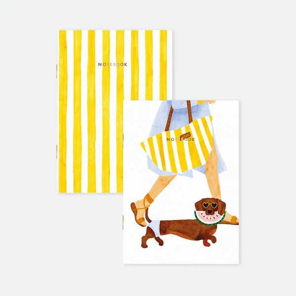Duo de carnets de Poche A6 - Summer Dachshund