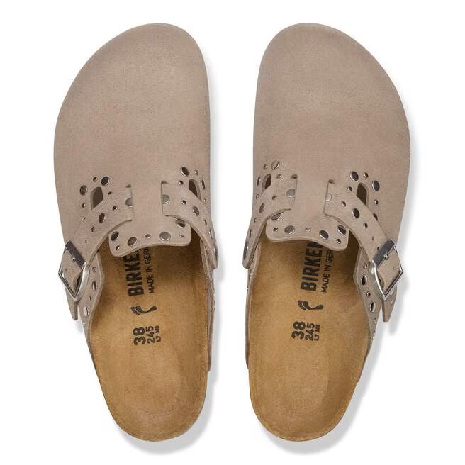 Boston Rivet - Lit de pied souple - Suede Taupe - Etroite