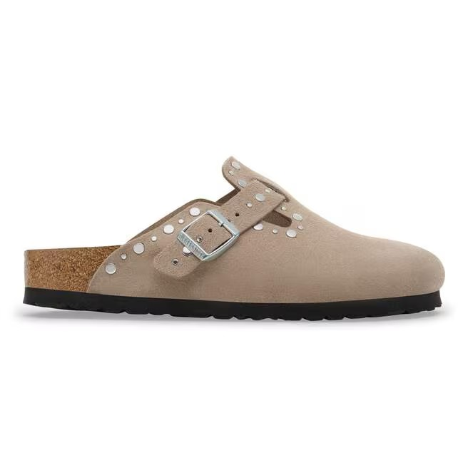 Boston Rivet - Lit de pied souple - Suede Taupe - Etroite