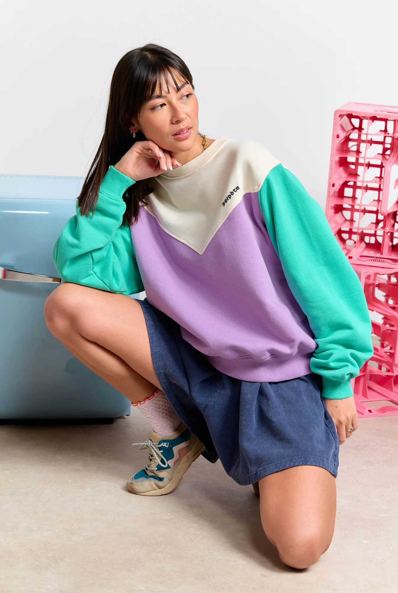 Sweat Max - Vert/Mauve