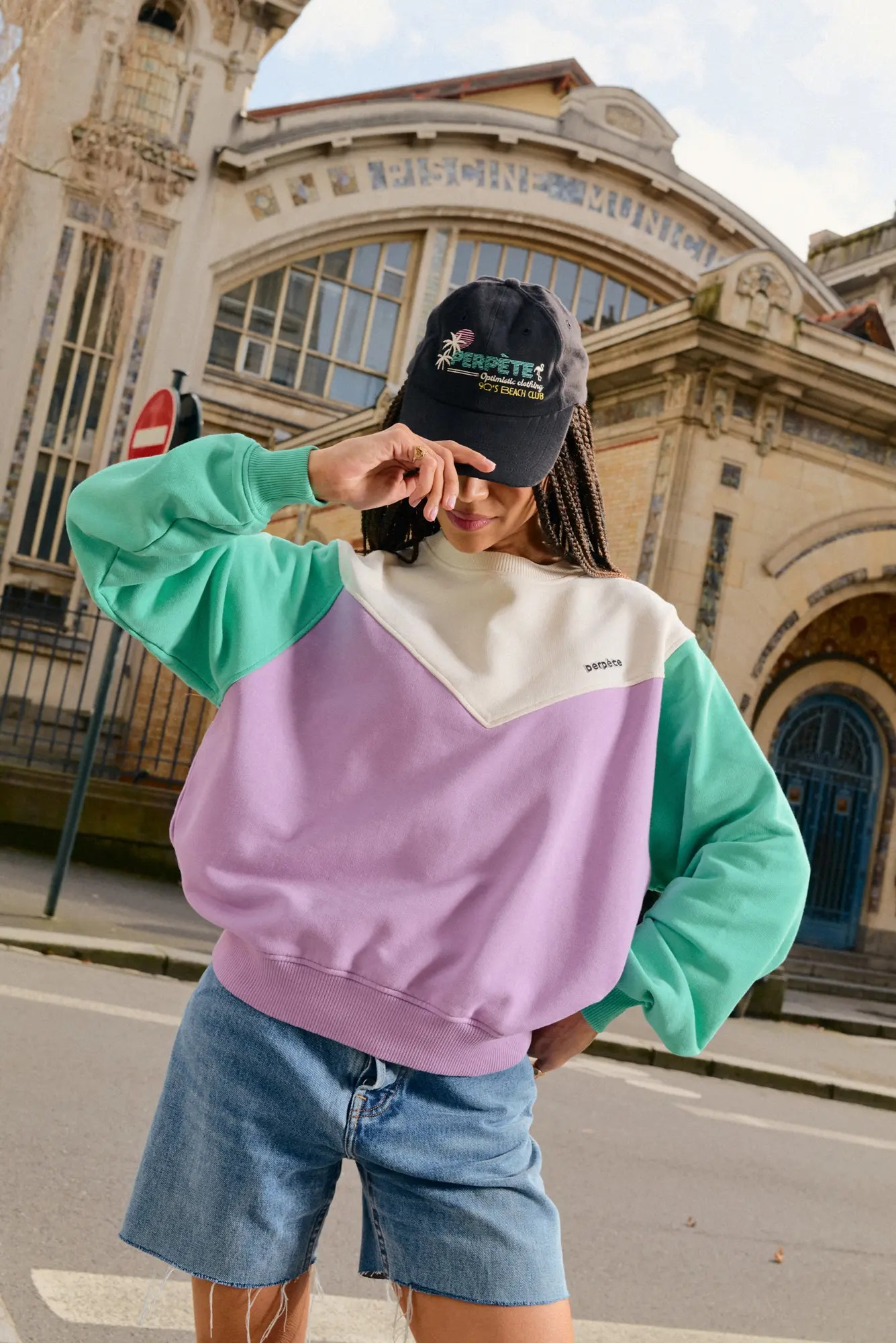 Sweat Max - Vert/Mauve