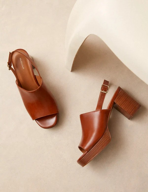 Plateformes n°446 - Cuir - Cognac