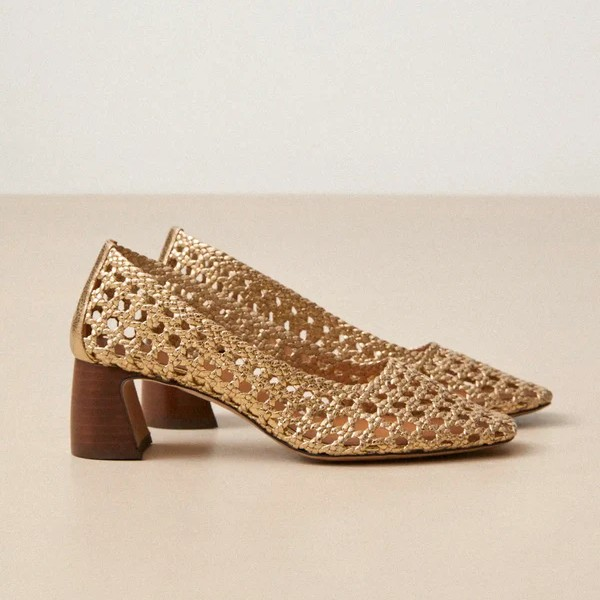 Escarpins n°528 - Cuir craquelé - Doré