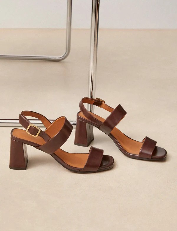 Sandales n°624 - Cuir - Marron chocolat