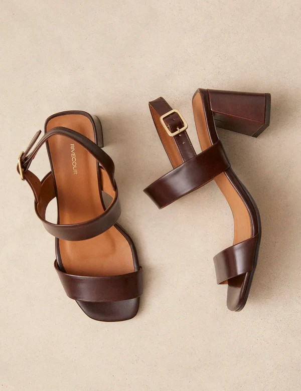Sandales n°624 - Cuir - Marron chocolat