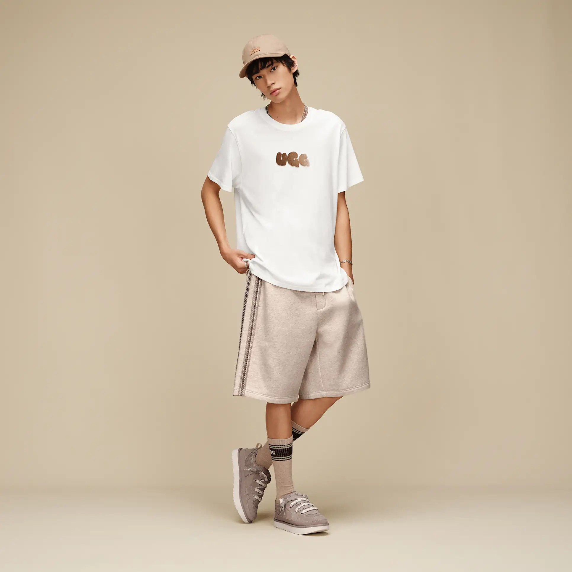 Chaussette Josias Varsity Crew - Sand Heather / Woodland