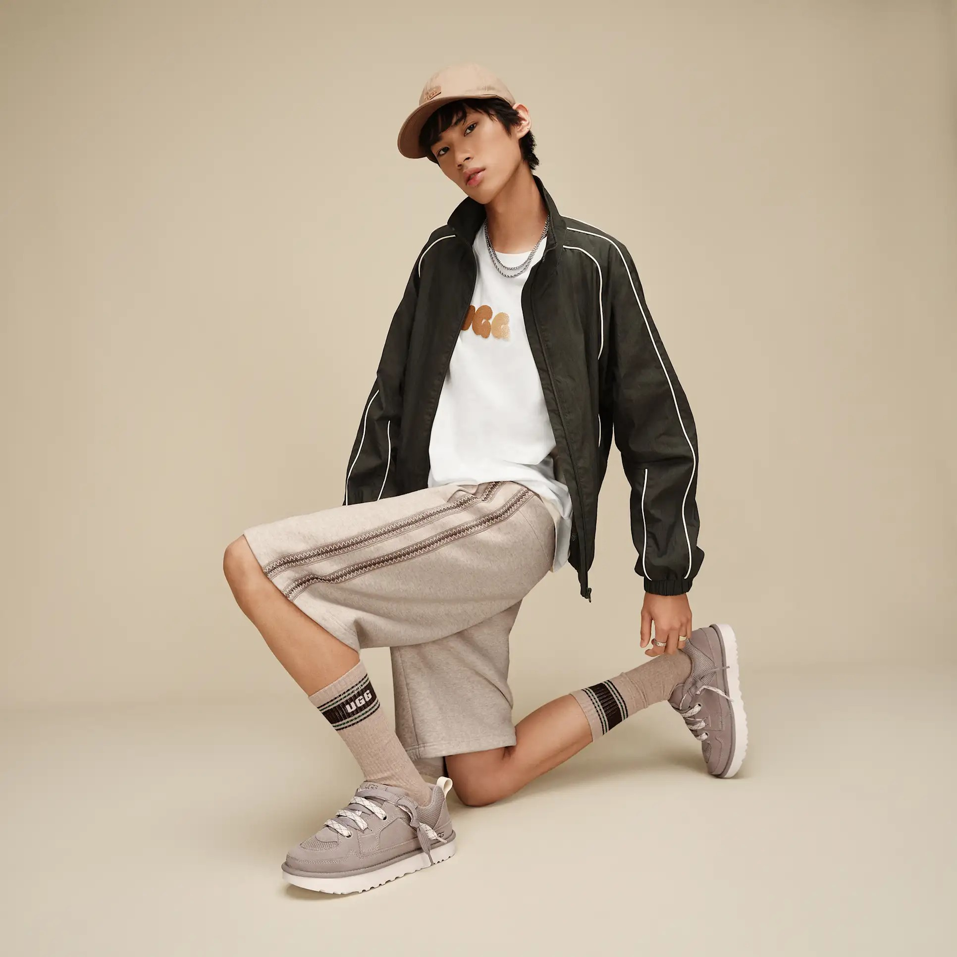 Chaussette Josias Varsity Crew - Sand Heather / Woodland