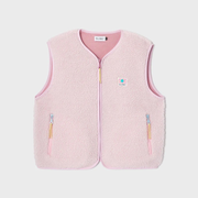 Veste sherpa femme zippée sans manches - Rose pâle