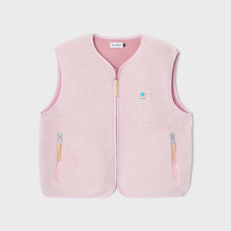 Veste sherpa femme zippée sans manches - Rose pâle