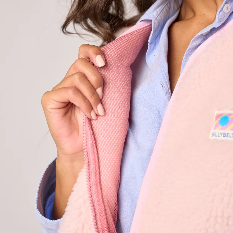 Veste sherpa femme zippée sans manches - Rose pâle