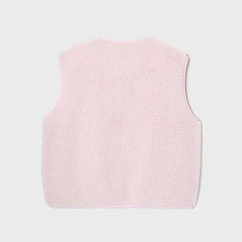 Veste sherpa femme zippée sans manches - Rose pâle