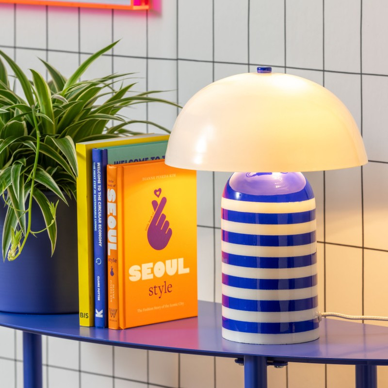 Lampe à poser - Rayado Retro cobalt blue w. white